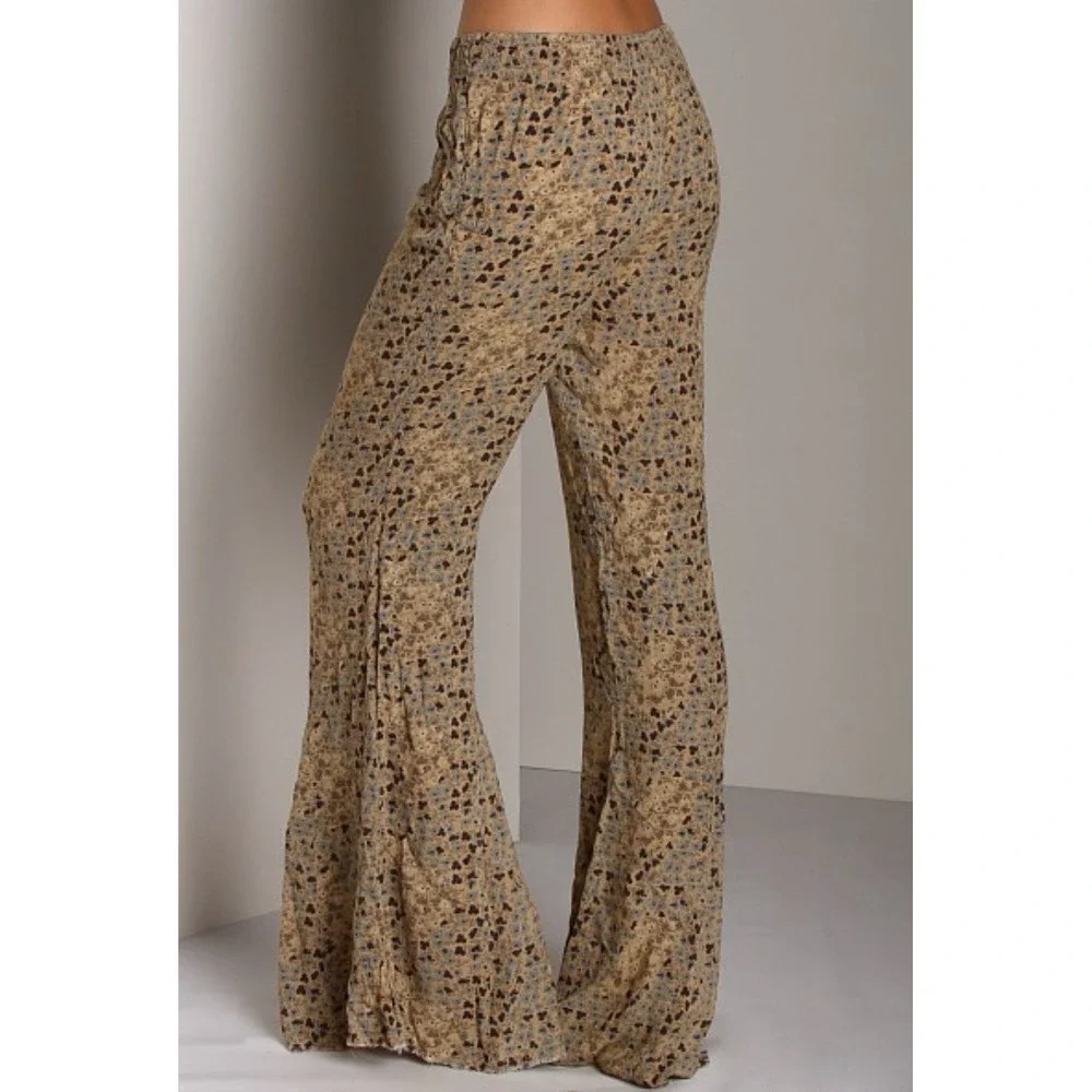 Free People Pants Boho Flare Western Festival Wide Leg Bell‎ Bottom S High Rise